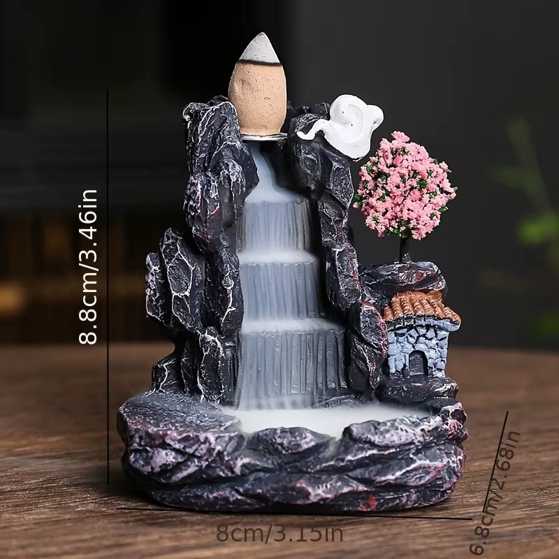 Clearance_Incense Burner Mountains River Waterfall Fragrance Fireplace Backflow Aroma Smoke Zen Censer Holder Decoration for Hom