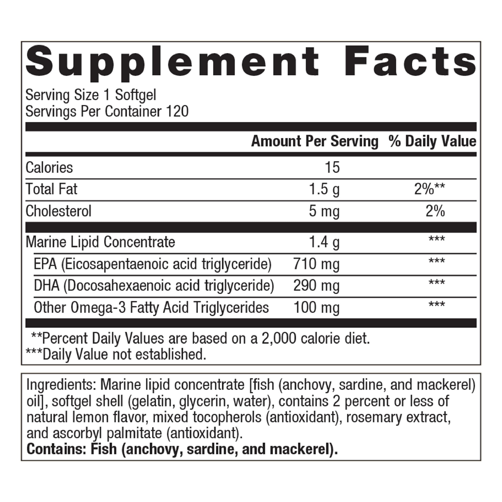 Omegagenics Fish Oil EPA-DHA 1000 - Omega-3 Fish Oil Supplement - for Heart Health, Musculoskeletal Health & Immune System Health* - with DHA & EPA - 120 Softgels