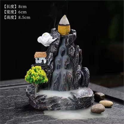 Clearance_Incense Burner Mountains River Waterfall Fragrance Fireplace Backflow Aroma Smoke Zen Censer Holder Decoration for Hom