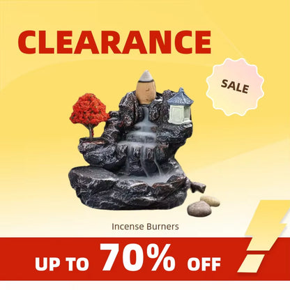 Clearance_Incense Burner Mountains River Waterfall Fragrance Fireplace Backflow Aroma Smoke Zen Censer Holder Decoration for Hom